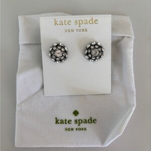 Kate Spade Putting on the Ritz Crystal Flower Stud Earrings - Silver Dustbag